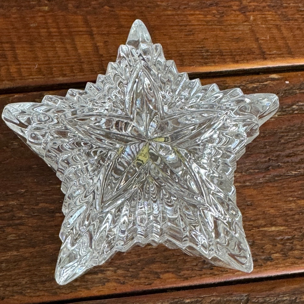 Crystal Zajecar Star Trinket Dish 24% Lead Crystal‎ Made Yugoslavia Vintage MCM